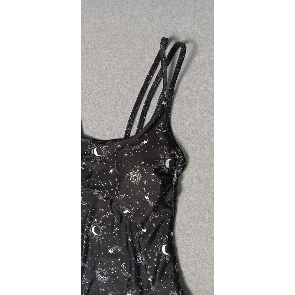 Celestial One Piece Swimsuit S Black Sun Moon Stars Multi Strap Padded Astrology - Picture 3 of 9